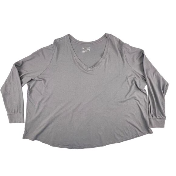 Terra & Sky T Shirt Womens 4X Gray Basic V Neck Tee Soft Casual Everyday Top - Picture 1 of 9
